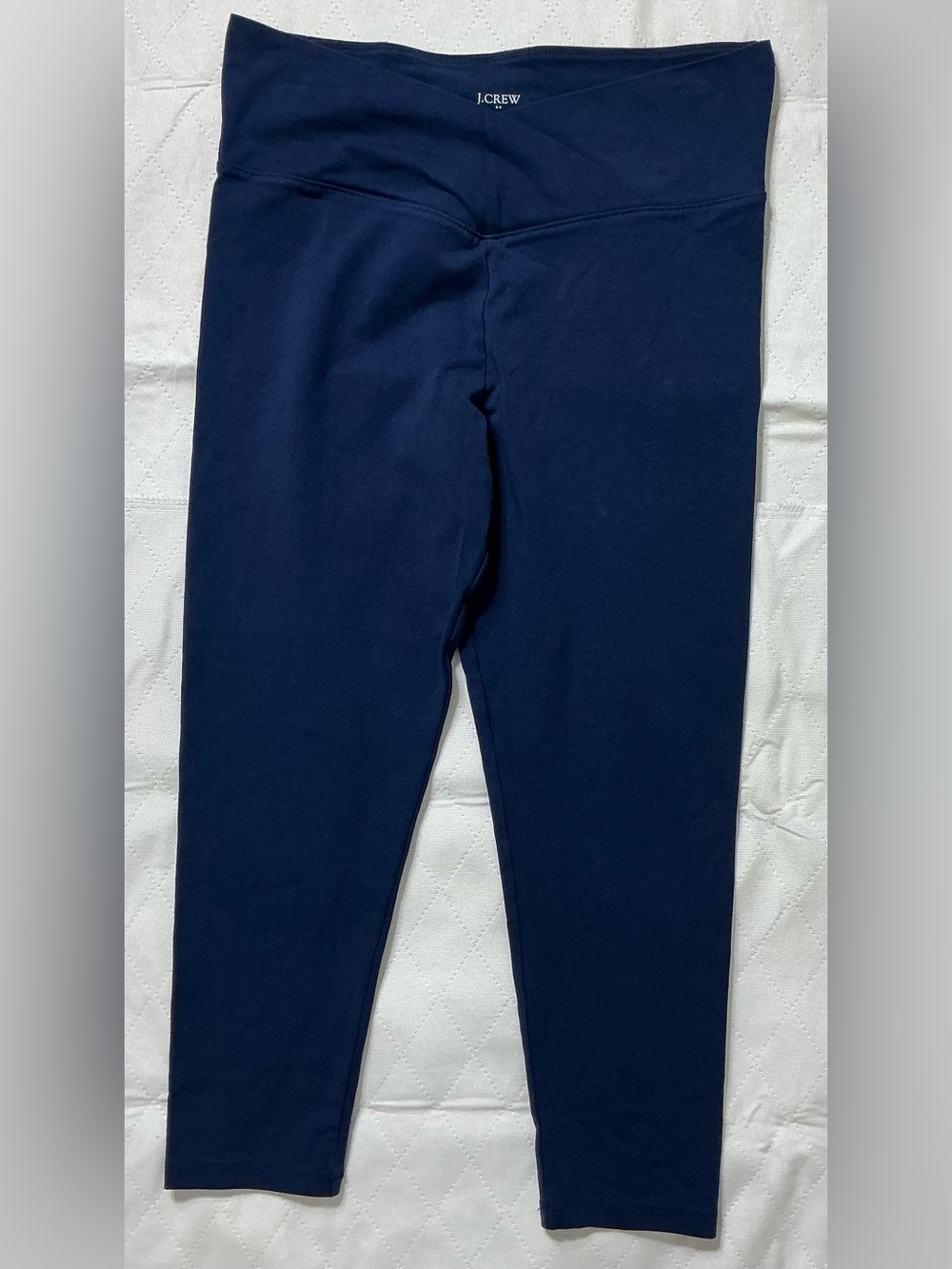 J.Crew Crossover Waist Cropped Leggings Navy Blue L NWOT